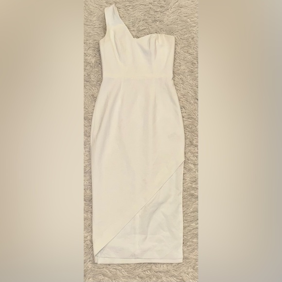 NEW Dress the Population Magnolia One-Shoulder Asymmetric Body-Con Midi Dress S - Picture 5 of 6